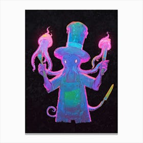 A Octopus With A Chefs Hat Juggling Canvas Print