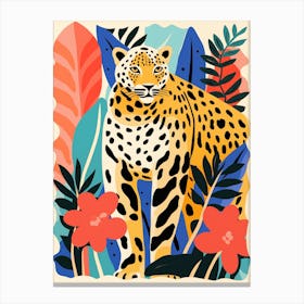 Colorful Matisse-style Leopard In the Jungle Canvas Print