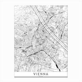 Vienna White Map Canvas Print