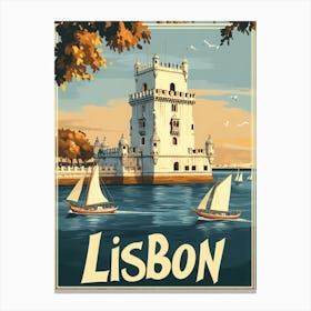 Aihrgdesign A Classic 1960s Travel Poster For Lisbon 4 Canvas Print