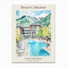 Poster Of Little Nell Hotel   Aspen, Colorado   Resort Collection Storybook Illustration 1 Canvas Print