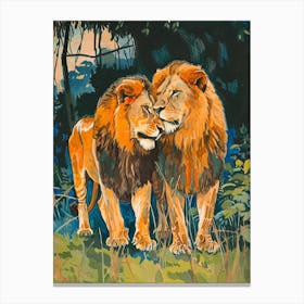 Southwest African Lion Rituals Fauvist Painting 3 Canvas Print