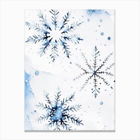 Snowflakes In The Snow,  Snowflakes Minimalist Watercolour 1 Canvas Print