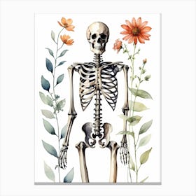 Floral Skeleton Watercolor Painting (35) Canvas Print