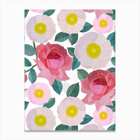 Roses And Poppy Canvas Print