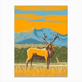 Elk In The Field watercoloring Canvas Print