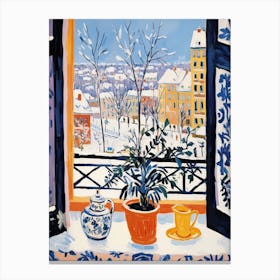 The Windowsill Of Krakow   Poland Snow Inspired By Matisse 2 Canvas Print