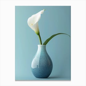 Calla Lily In A Blue Vase Canvas Print