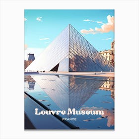 Louvre Museum Vibrant Digital Travel Illustration Canvas Print