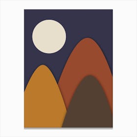 Follow The Moon Minimalist Mountains Canvas Print