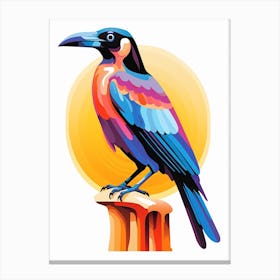 Colourful Geometric Bird Crow 2 Canvas Print