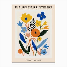 Spring Floral French Poster  Forget Me Not 1 Canvas Print
