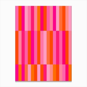 Pink And Orange Stripes Abstract Geometric Canvas Print