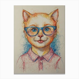 Cat In Glasses 4 Canvas Print