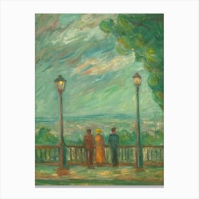 Two People On A Bench Canvas Print