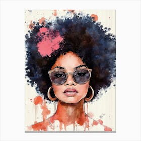 Hand Drawn Watercolor Painting African Woman Portrait Canvas Print