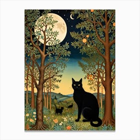 William Morris Cat In The Moonlight 14 Canvas Print