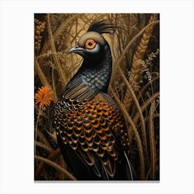 Dark And Moody Botanical Pheasant 5 Canvas Print