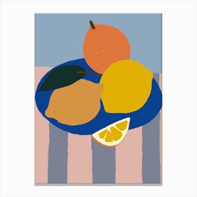 Lemons On A Plate Canvas Print