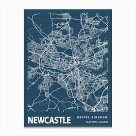 Newcastle Blueprint City Map 1 Canvas Print