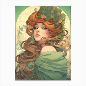 Green Nouveau Canvas Print