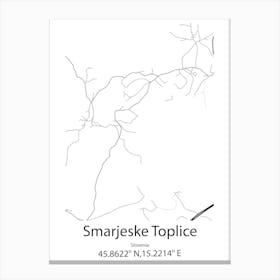 Smarjeske Toplice,Slovenia Minimalist Map Stampe su tela