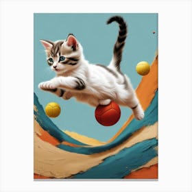 Cat Playing With Balls 1 Canvas Print