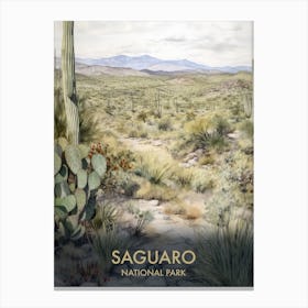 Saguaro National Park Watercolour Vintage Travel Poster 3 Canvas Print