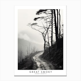 Poster Of Great Smoky, Black And White Analogue Photograph 4 Canvas Print