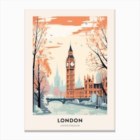 Vintage Winter Travel Poster London United Kingdom 5 Canvas Print