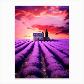 Lavender Field At Sunset 2 Canvas Print