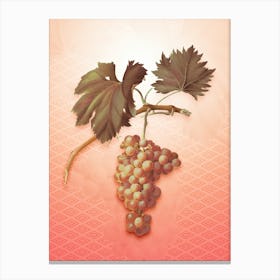 Grape Vine Vintage Botanical in Peach Fuzz Hishi Diamond Pattern n.0107 Canvas Print