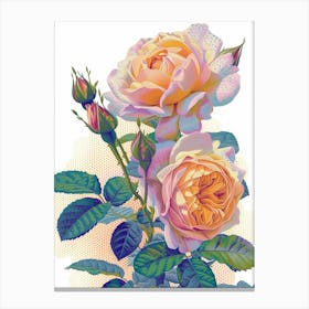 English Roses Painting Dotted Line 1 Canvas Print