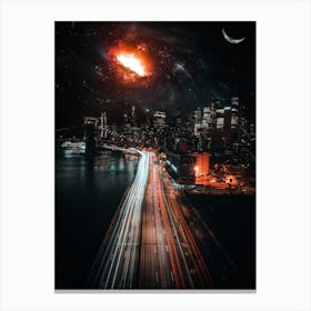 Traffic Road To The Red Galaxy Canvas Print