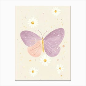 Butterfly And Daisies Canvas Print