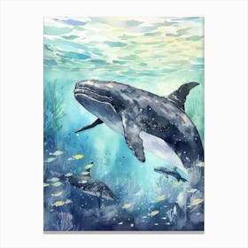 Nothern Right Whale Storybook Illustration 2 Canvas Print