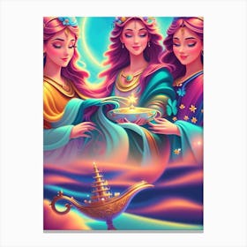 Fantasy Girls With Lamp Canvas Print