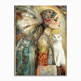 Cat And A Woman Canvas Print