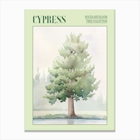 Cypress Tree Atmospheric Watercolour Painting 2 Poster Canvas Print