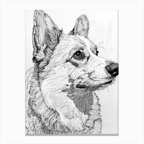 Corgi Dog Line Sketch 3 Canvas Print
