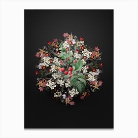 Vintage Red Berries Flower Wreath on Wrought Iron Black Canvas Print