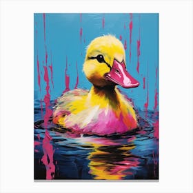 Pop Art Duckling Paint Splash 3 Canvas Print
