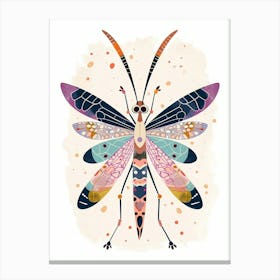 Colourful Insect Illustration Lacewing 4 Canvas Print