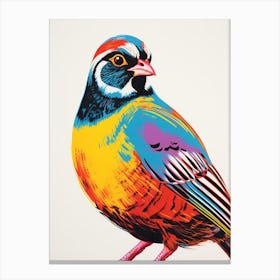 Andy Warhol Style Bird Partridge 3 Canvas Print