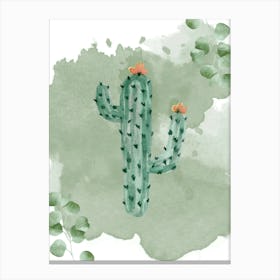 Watercolor Cactus 1 Canvas Print