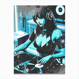 Girl Music Dj Canvas Print