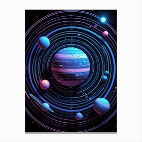 Default Neon Black Light Sgraffito Solar System 3d Illustratio 0 (2) Canvas Print