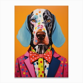 Polka Dot Dog In Bow Tie & Suit Canvas Print