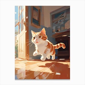 Cat Running In The Room Canvas Print