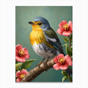 Bird Perched On A Branch 3 Canvas Print